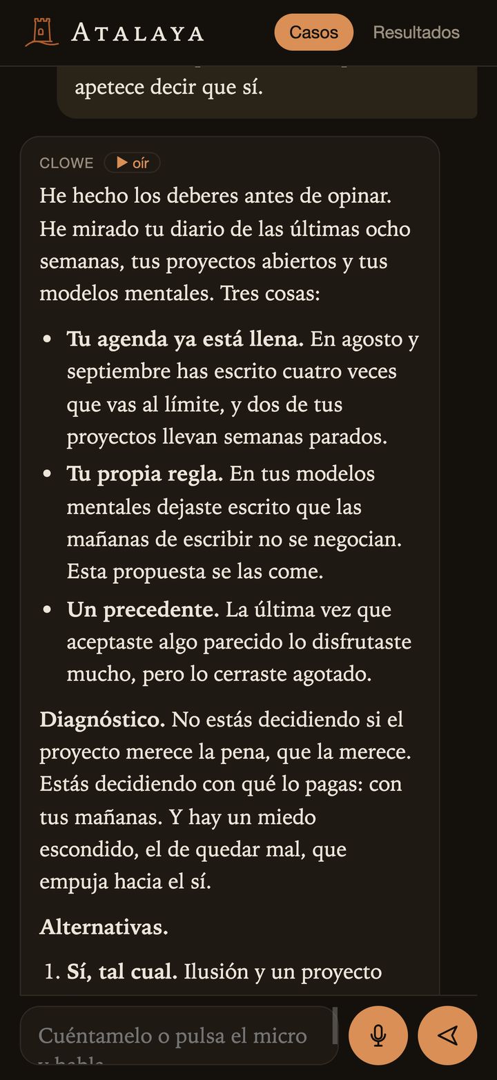 Respuesta con lo encontrado en el diario, en los proyectos y en los modelos mentales, y el diagnóstico del caso